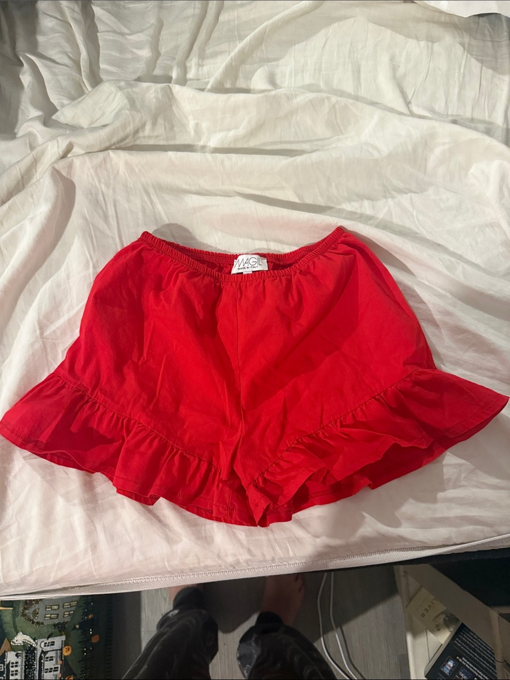 Magil Bright Red Ruffle-Hem kids Shorts (bought in Italy)